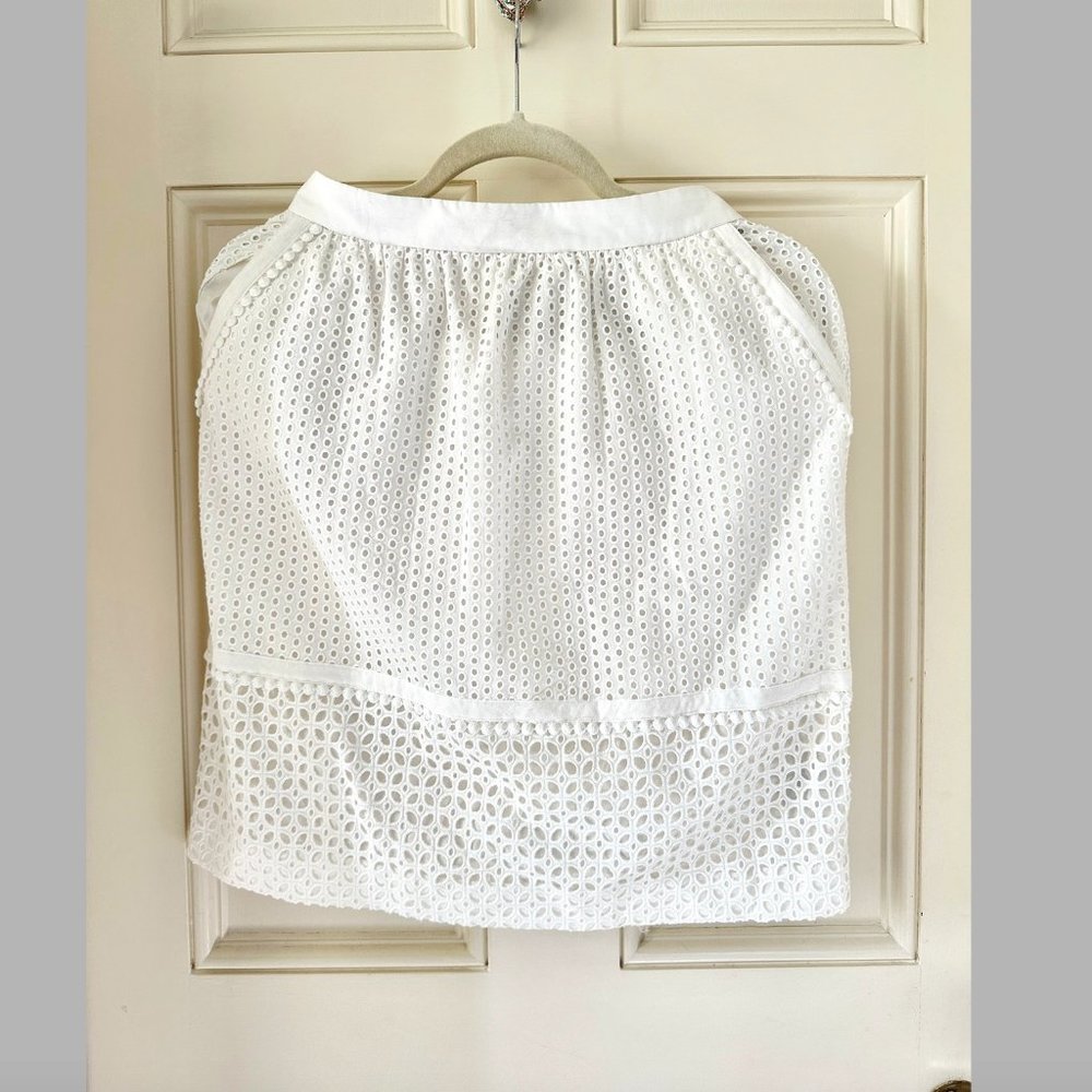 Boden White Lace Skirt, Zipper Side, Size 8R